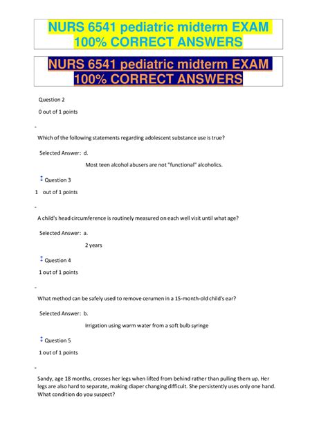 NUR 6541 Pediatric Midterm Exam Flashcards .